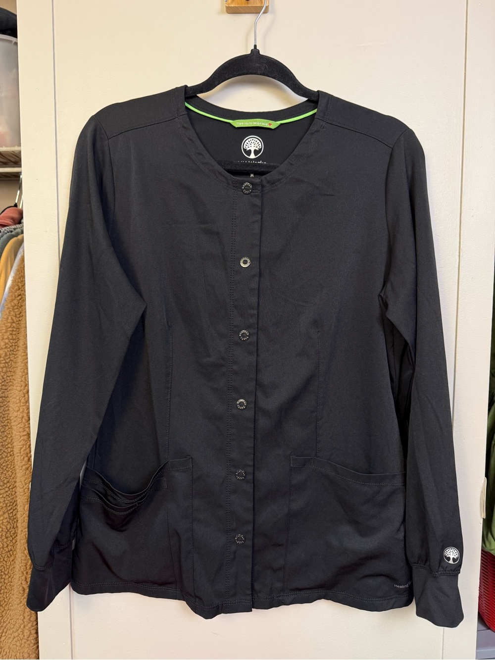 Healing Hands Black Scrub / Lab Jacket Size Medium